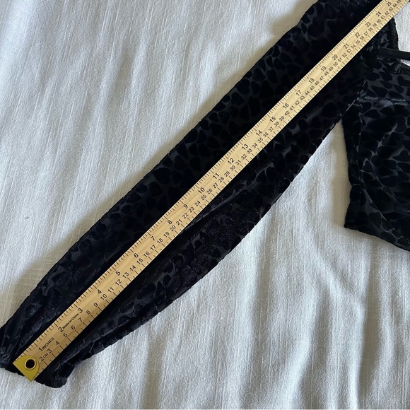 Audrey Parks Velvet Burnout Ruched Blouse Womens S Black Animal Print Whimsigoth - Picture 4 of 8